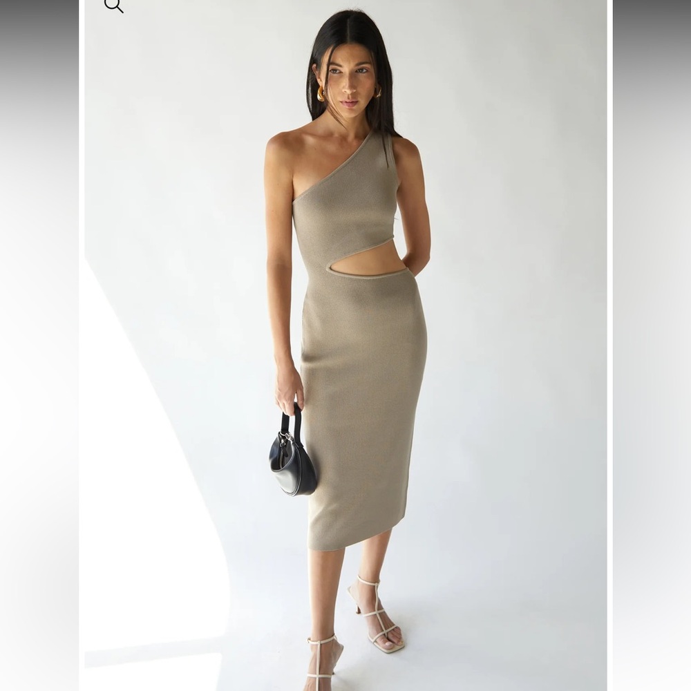 OAK + FORT One-Shoulder Midi Dress With Cutout